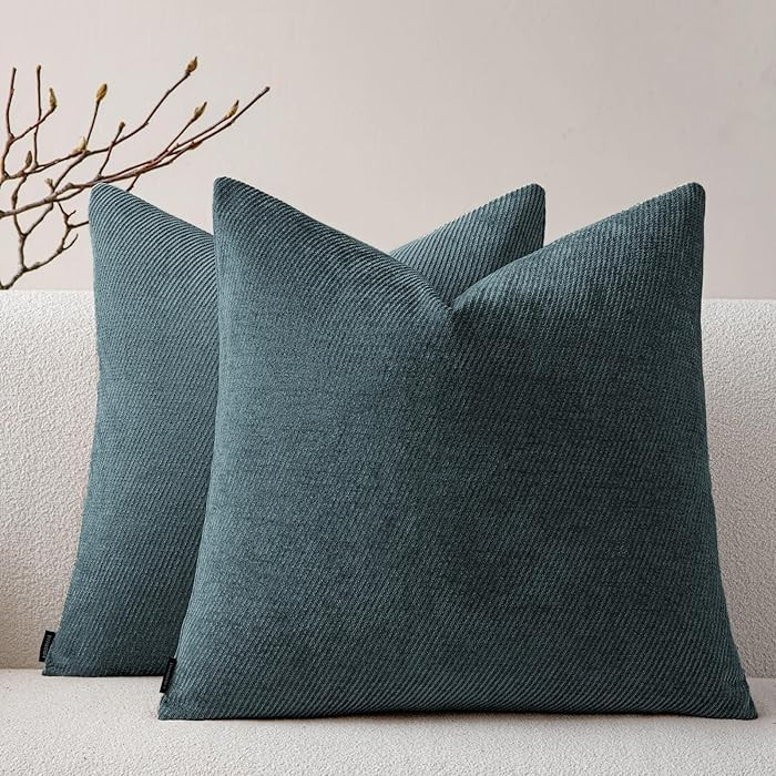 a moment Pack of 2 Decorative Chenille Throw Pillow Covers with Twill Cushion Covers for Sofa Liv... | Amazon (US)