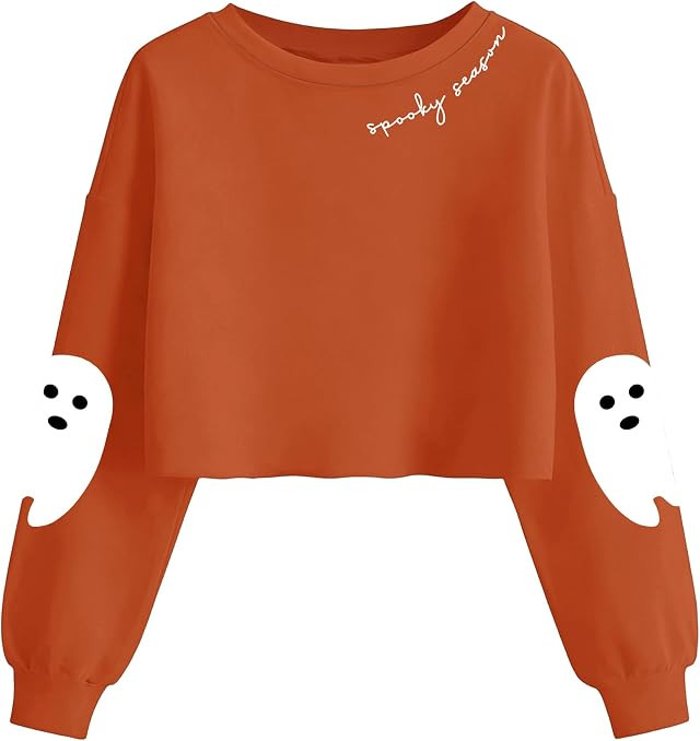 Halloween Sweatshirt for Women Spooky Ghost Halloween Crop Tops | Amazon (US)
