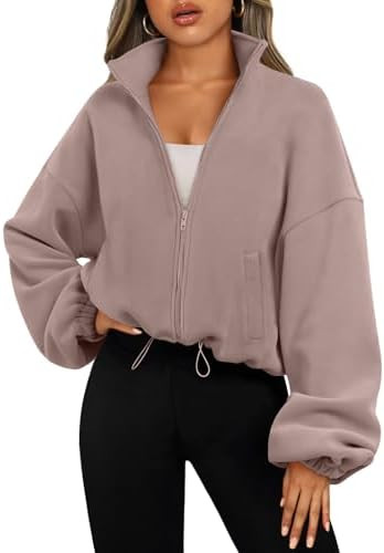 AUTOMET Womens Fleece Jackets Zip Up Oversized Sweatshirts Winter Clothes Long Sleeve Crop Sherpa... | Amazon (US)