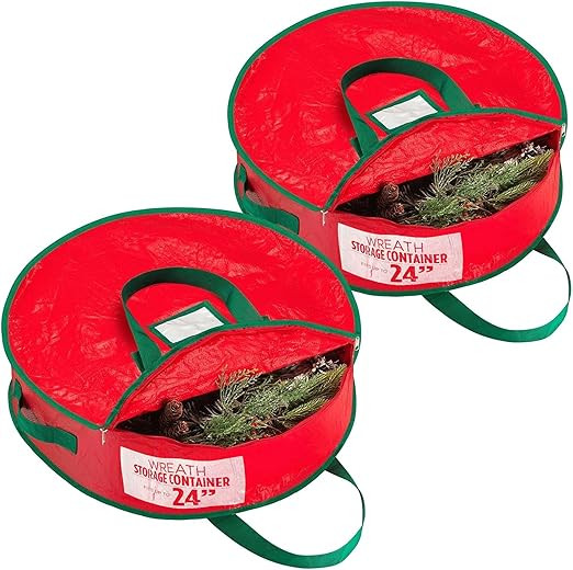 Handy Laundry Christmas Wreath Storage Bag - 2-PACK Durable Waterproof Tarp Material with Zipper ... | Amazon (US)