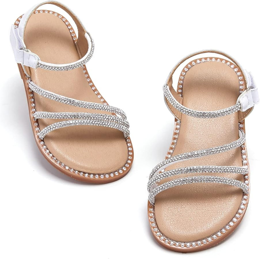 Toddler Girl Sandals - Flower Girl Dress Shoes Open Toe Little Kid Summer Flats | Amazon (US)