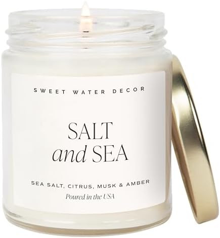 Sweet Water Decor Salt and Sea Candle - Sea Salt, Musk, and Amber Scents - Beach Candles and Deco... | Amazon (US)