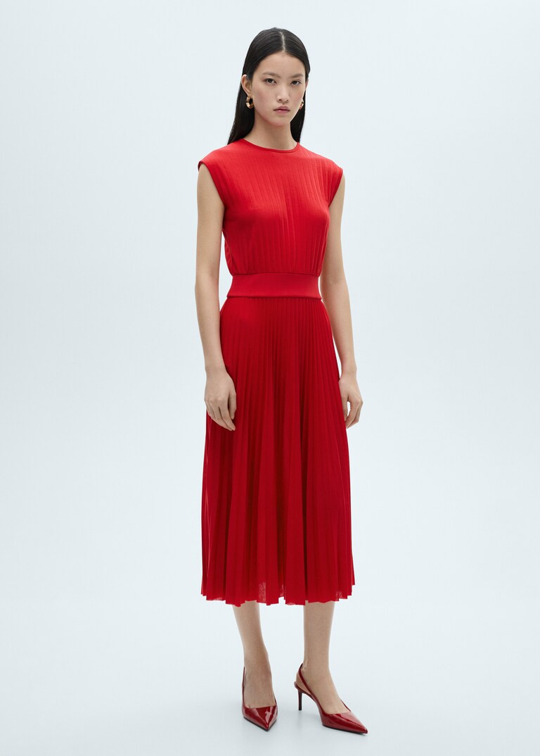 Elastic waist pleated dress - Women | MANGO USA | Mango (US/MX/AU)