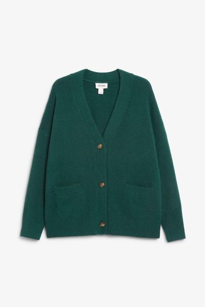 Relaxed knitted cardigan - Dusty green - Ladies | H&M GB | H&M (UK, MY, IN, SG, PH, TW, HK)