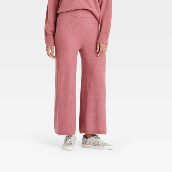 Women's Mid-Rise Wide Leg Ankle Sweater Pants - A New Day™ | Target