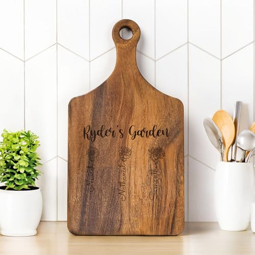 Gifts for Mom - "Grandma's Garden" Mom Birthday Gifts Personalized Cutting Board with Handle, Custom Wooden Charcuterie Board with Birth Flower & Name, Mothers Day Gifts for Mom from Daughter Son | Amazon (US)