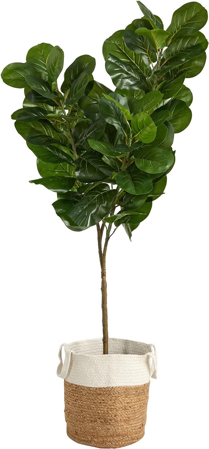 6ft. Fiddle Leaf Fig Artificial Tree in Handmade Natural Jute and Cotton Planter | Amazon (US)