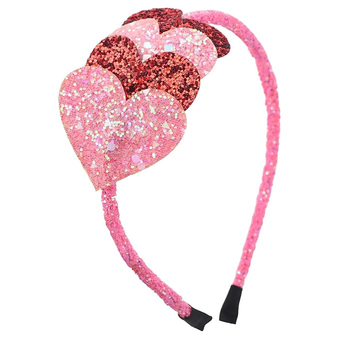 Totelux Valentines Headband Glitter Heart Hair Band Sparkly Pink Red Heart Hair Accessories for W... | Amazon (US)