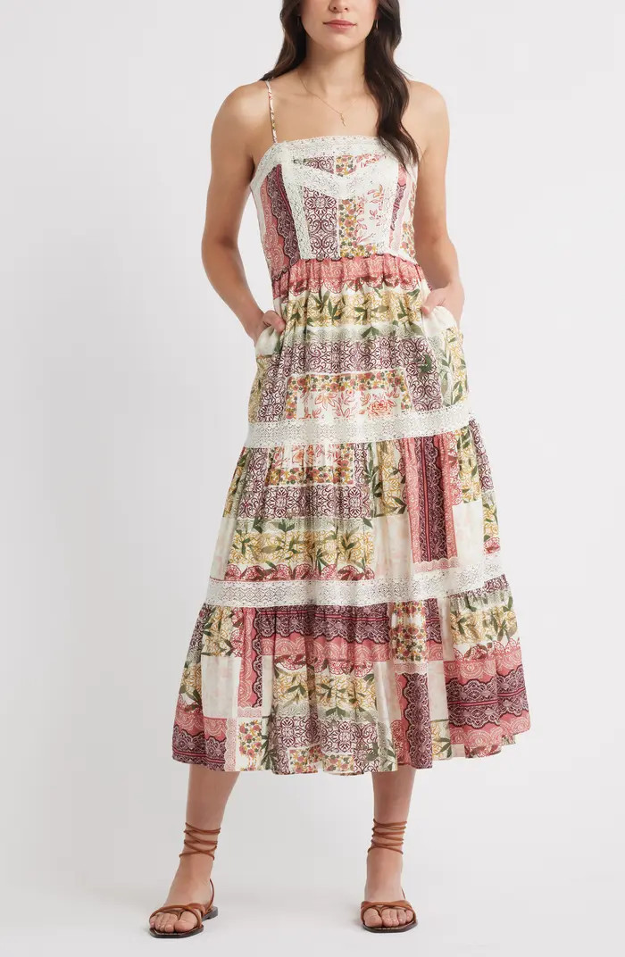 Chelsea28 Lace Inset Patchwork Midi Dress | Nordstrom | Nordstrom