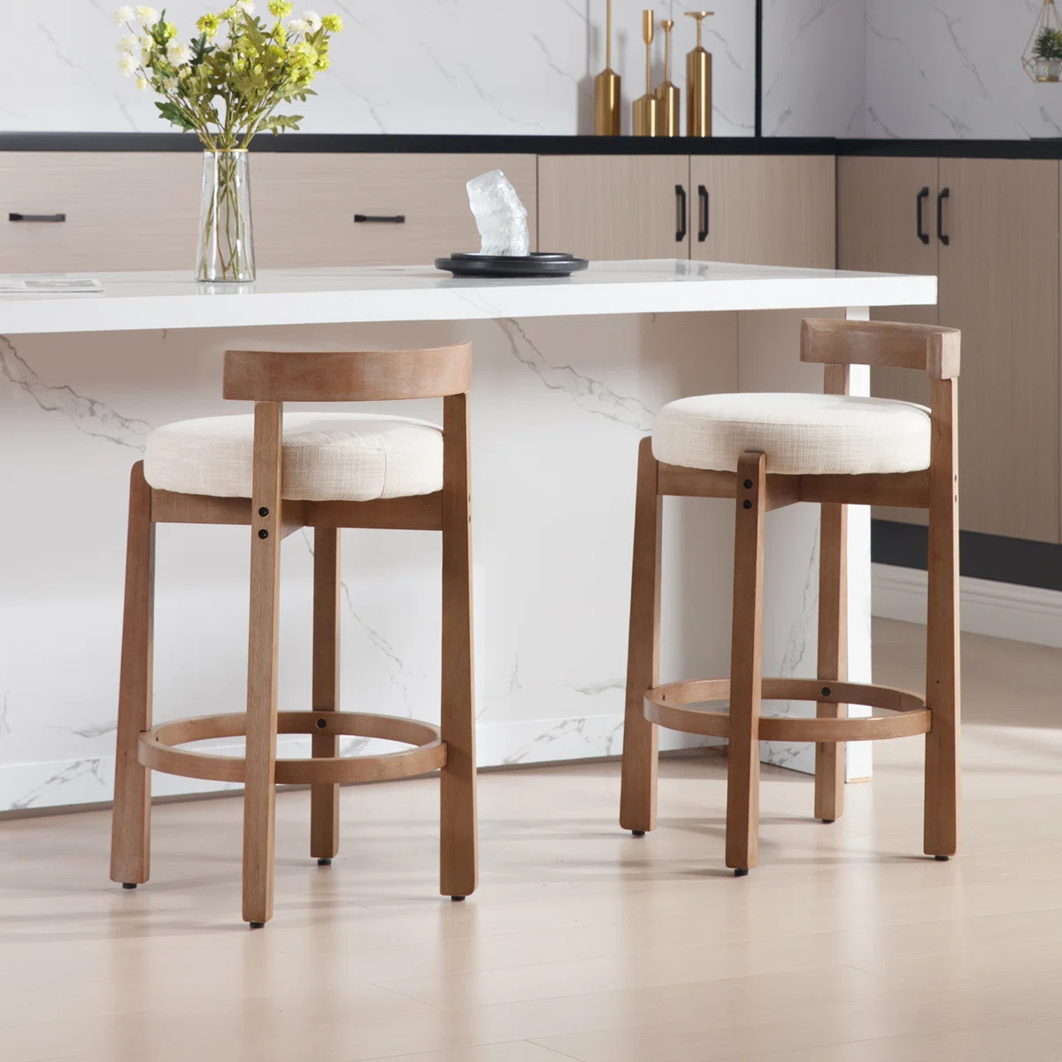 Millwood Pines Clayt Mid Century Modern Bar Stools 26.5" Counter Stools  Upholstered Barstools wi... | Wayfair North America