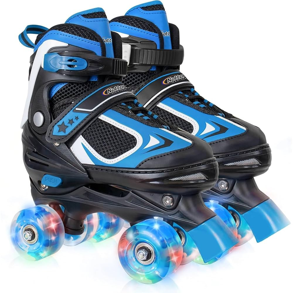 Nattork Kids Roller Skates for Boys Girls Kids, 4 Sizes Adjustable Quad Skates with All Light up ... | Amazon (US)
