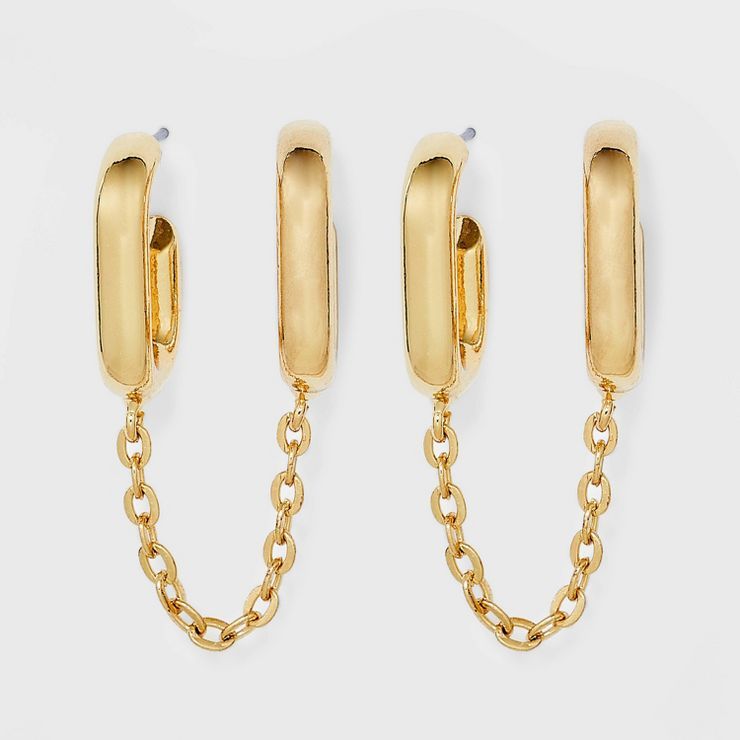 SUGARFIX by BaubleBar Luxe Link Chain Statement Earrings - Gold | Target