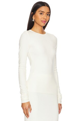 Long Sleeve Fitted Top in Cream | Revolve Clothing (Global)