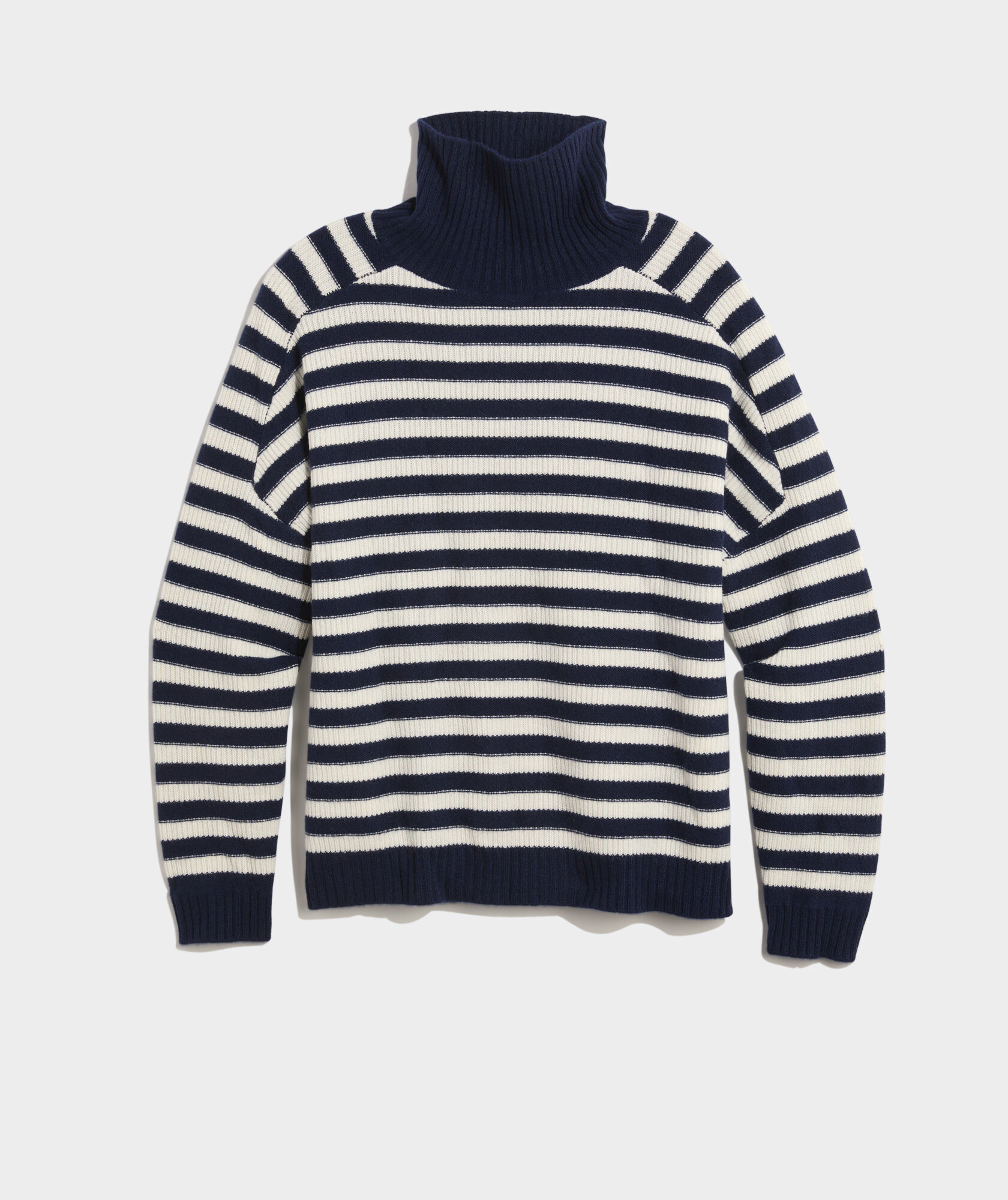 Cashmere Relaxed Texture Stripe Turtle Neck Sweater | vineyard vines