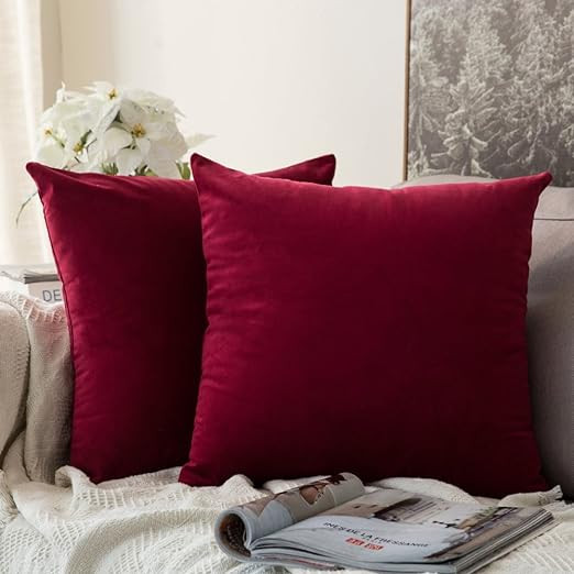 MIULEE Pack of 2 Velvet Soft Solid Decorative Square Throw Pillow Covers Set Christmas Cushion Ca... | Amazon (US)