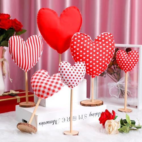 Suzile 6 Pcs Valentine's Day Heart Decorative Table Centerpiece Decor Tall Wood Sign Farmhouse St... | Amazon (US)