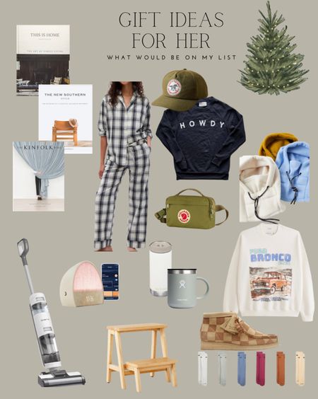 Gift ideas for her. Sister, mom, friend. Graphic sweatshirts, sling Fanny bag, checker print shoes, neutral nike socks, vacuum mop, to go cups, coffee table books, ski hood, comfy cute pajamas. 

#LTKGiftGuide #LTKstyletip #LTKhome
