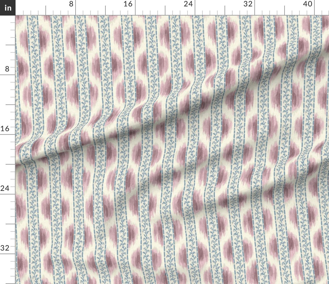 Ikat Vine Cinder Rose Blue Fabric | Spoonflower | Spoonflower