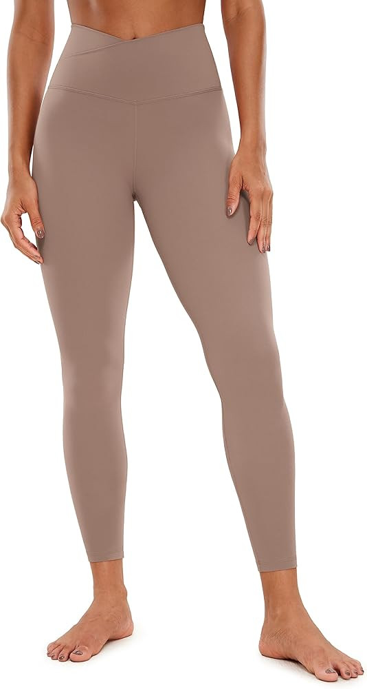 CRZ YOGA Butterluxe Womens V Cross Waist Workout Leggings 26.5" - Crossover High Waist Long Gym L... | Amazon (US)