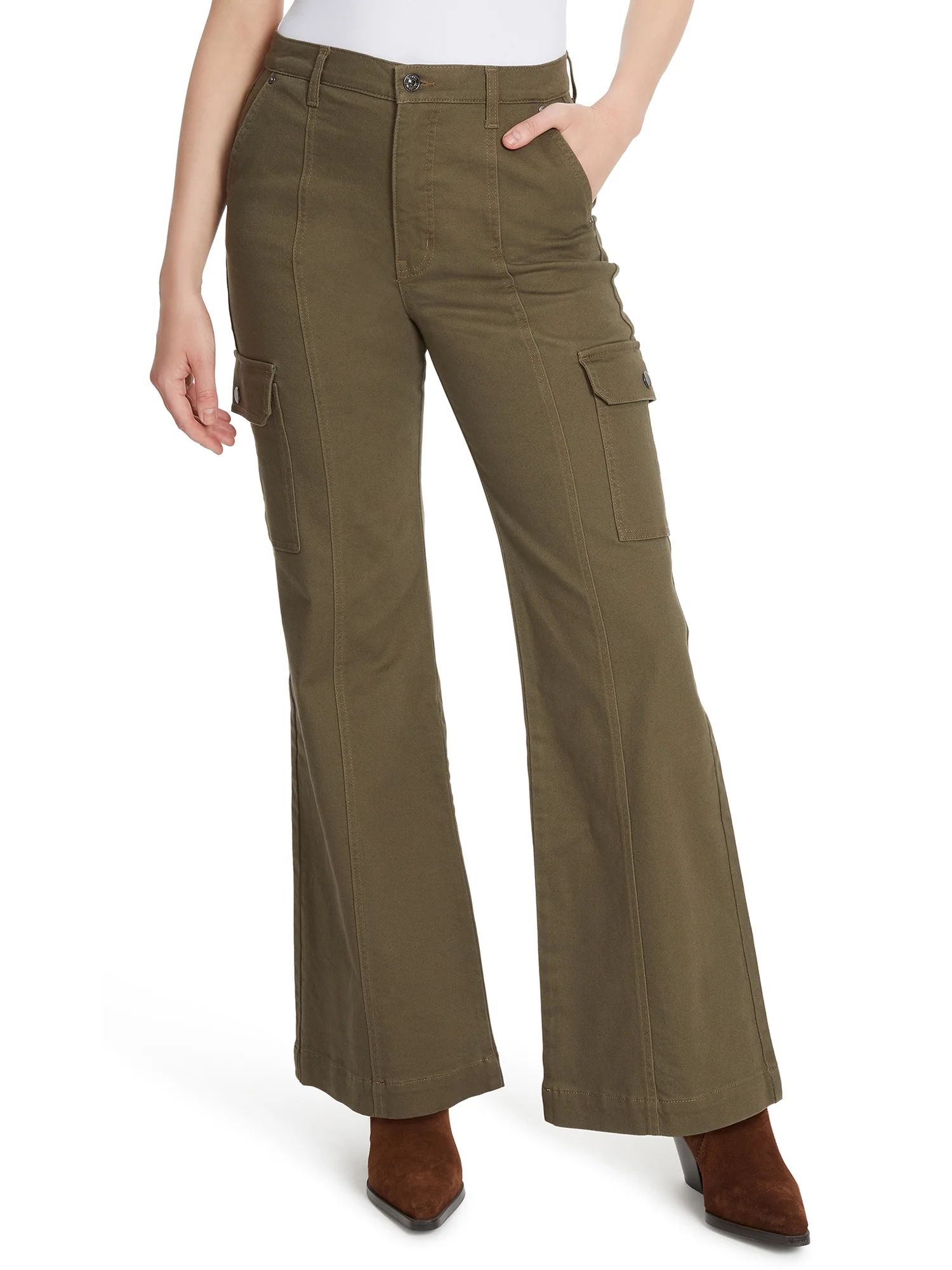 Gloria Vanderbilt Women's High Rise Wide Leg Cargo Jean, 32" Regular, 30" Short Inseam | Walmart (US)