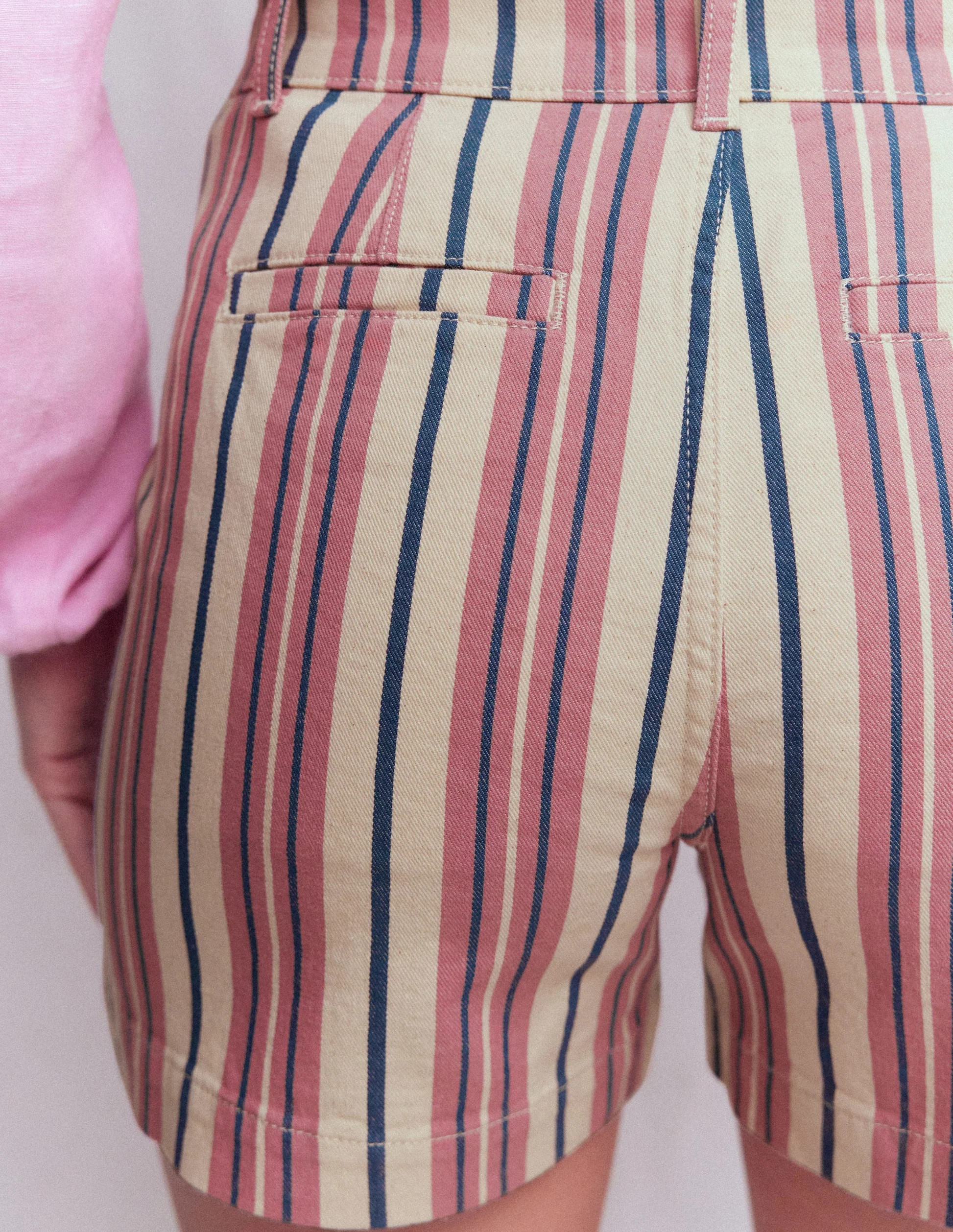 Primrose Denim Shorts-Pink Stripe | Boden (US)