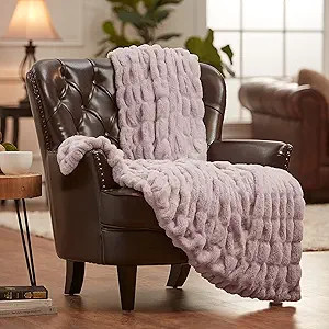 Chanasya Ruched Luxurious Soft Faux Fur Throw Blanket - Fuzzy Plush and Elegant with Reversible M... | Amazon (US)