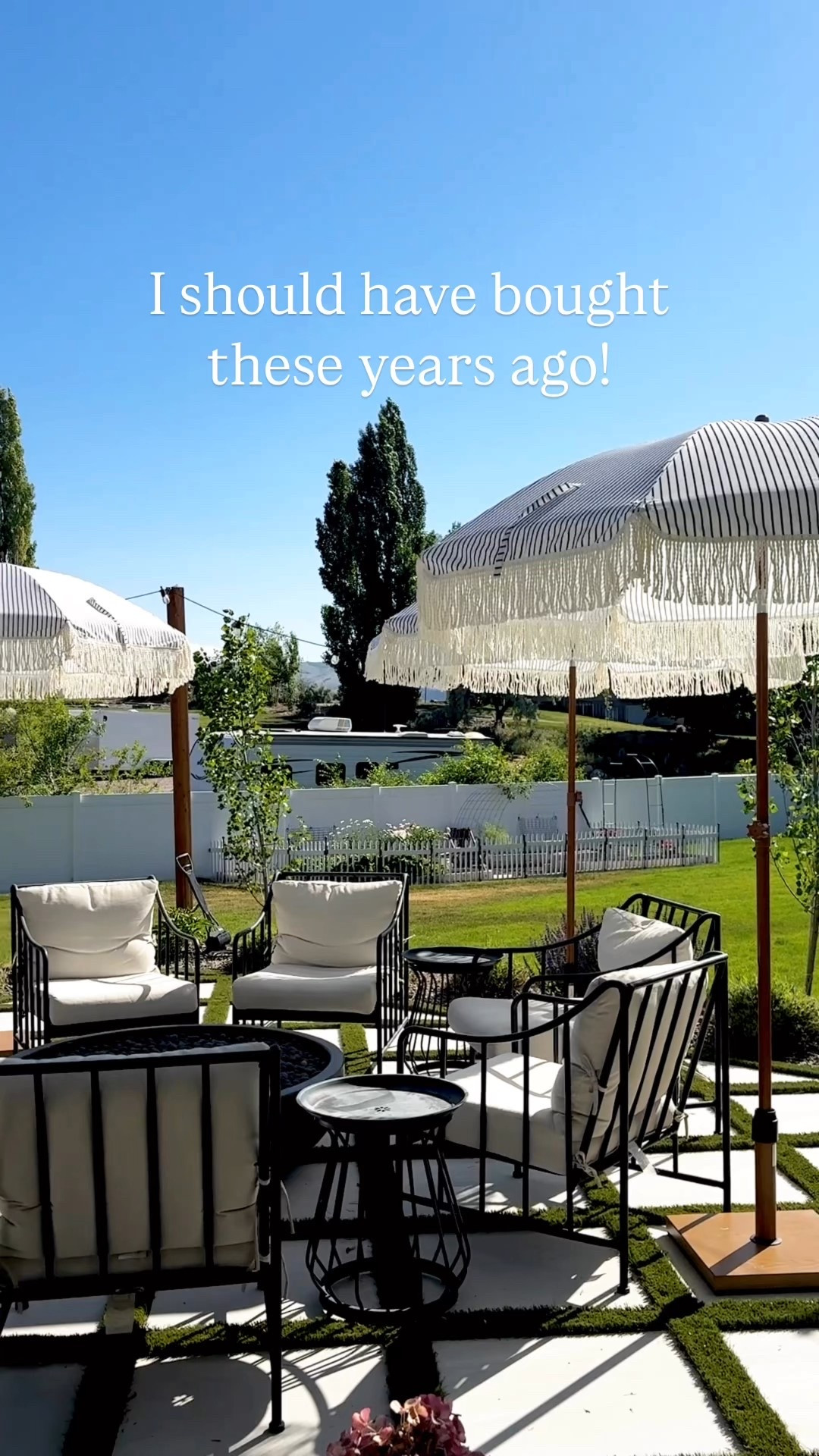 I should have bought these years ago!! These Amazon umbrellas and stands look designer but don’t break the bank 😍 we’ve had these Walmart chairs for 3 years, leave them out all winter, and they still look amazing! As of posting this, they are also on sale. Comment LINKS I’ll send you every thing 💘 now excuse me while this preggo lady enjoys her new shady patio!!

Follow for more home inspo @idahomerealestate @idahomerealestate @idahomerealestate 

Helping you find home 🏡
Brandon & Jess DesFosses
Pocatello, ID Realtors
(208) 241-6205

@heypoky @idahomerealestate 
Brokered by Premier Properties Real Estate Co.

#LTKSummerEdit #LTKHome #LTKSeasonal