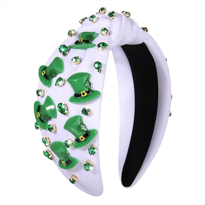 boderier St.Patrick's Day Headband for Women Green Irish Top Hat Headband Crystal Embellished Kno... | Amazon (US)