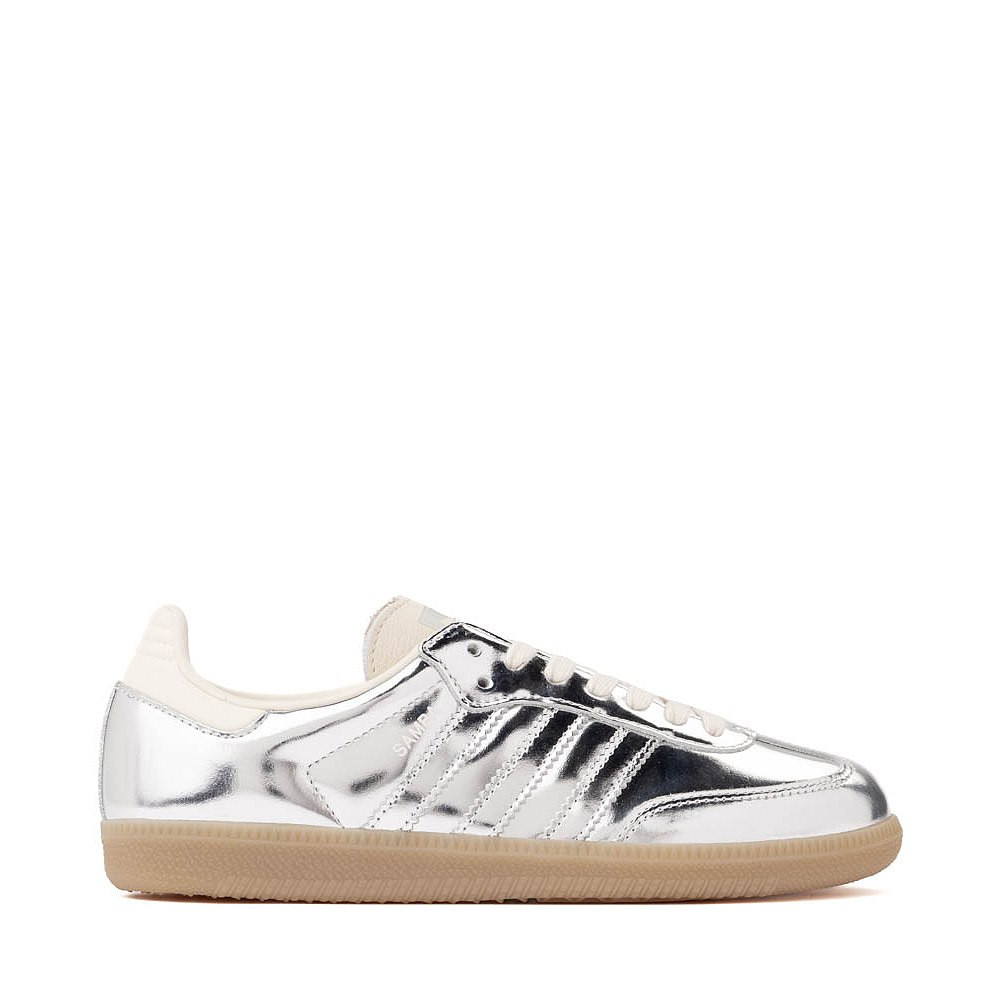 Womens adidas Samba OG Athletic Shoe - Silver Metallic / Silver Metallic / Gum | Journeys