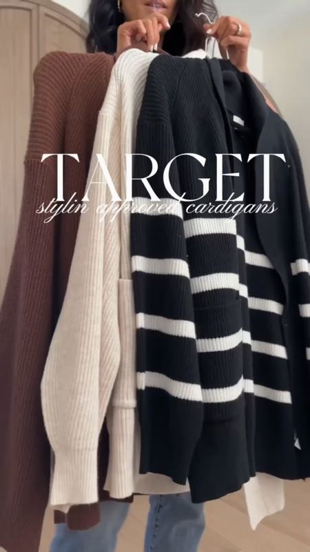 Target cardigans...stylin approved!
I'm wearing the size small in all 3 colors. I would say they run true to size. However, if you want a little bit more of an oversized fit, I recommend sizing up one.

#LTKstyletip #LTKfindsunder100 #LTKSeasonal