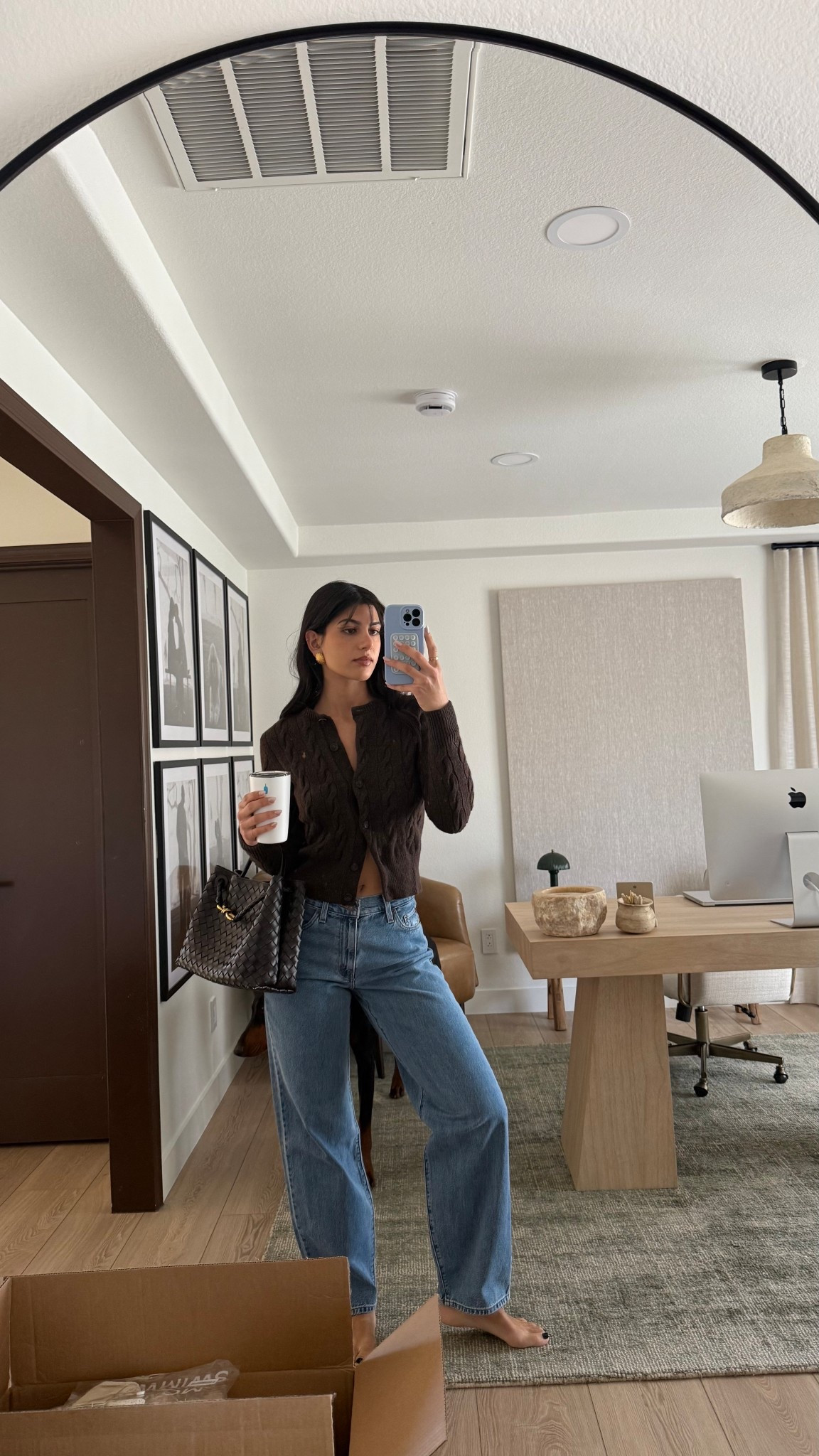 Denims - 25
Sweater - small, size up for a looser fit 