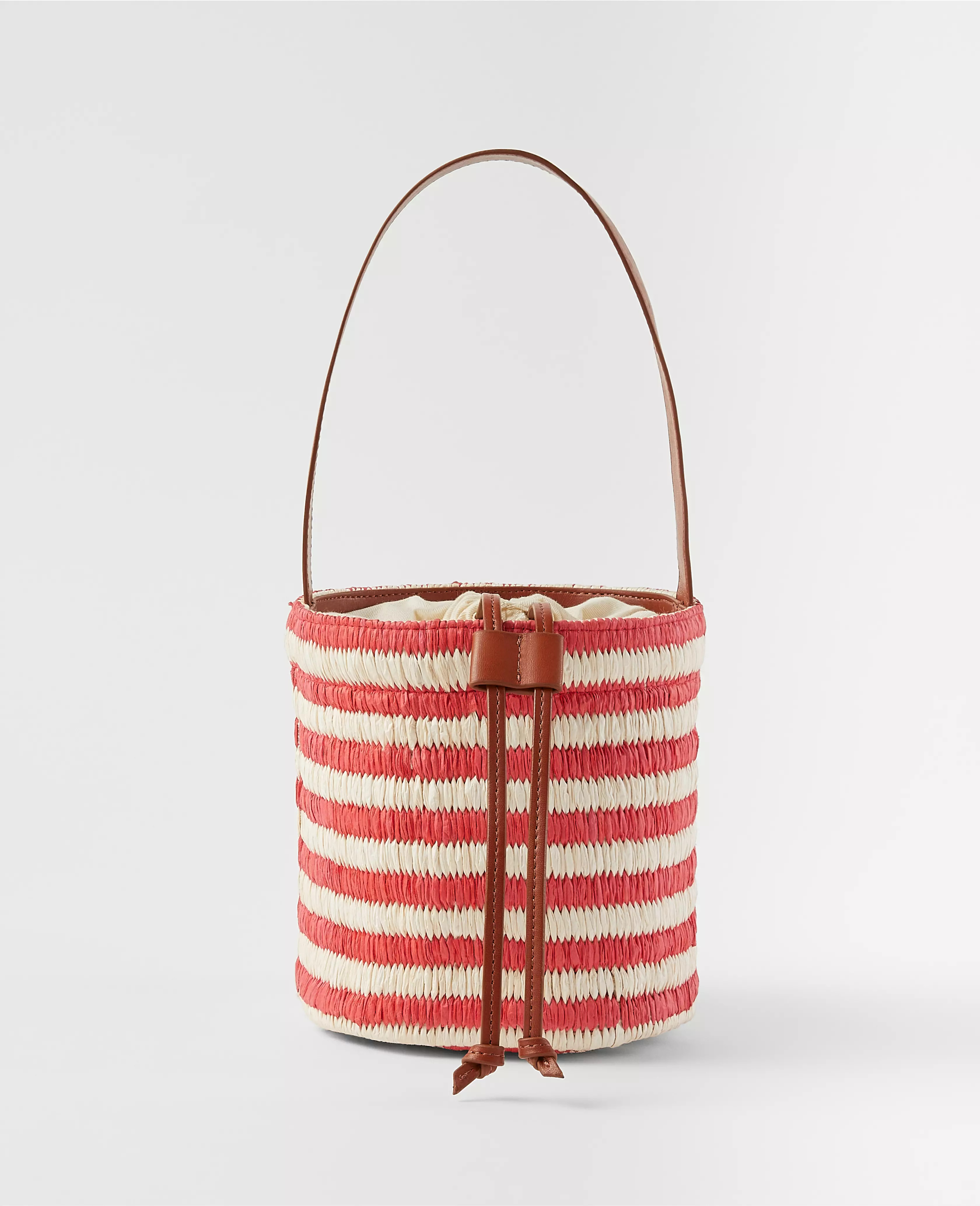 Striped Raffia Bucket Bag | Ann Taylor (US)