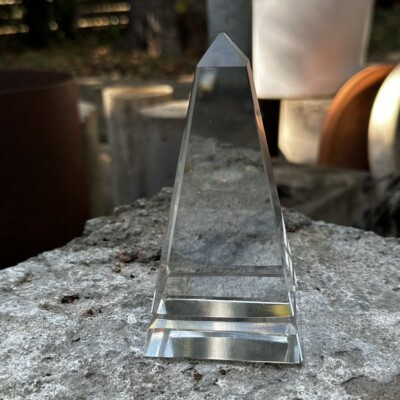 Vintage Clear Crystal Art Glass Pyramid Obelisk Prism Paperweight - 5.25 In Tall  | eBay | eBay US