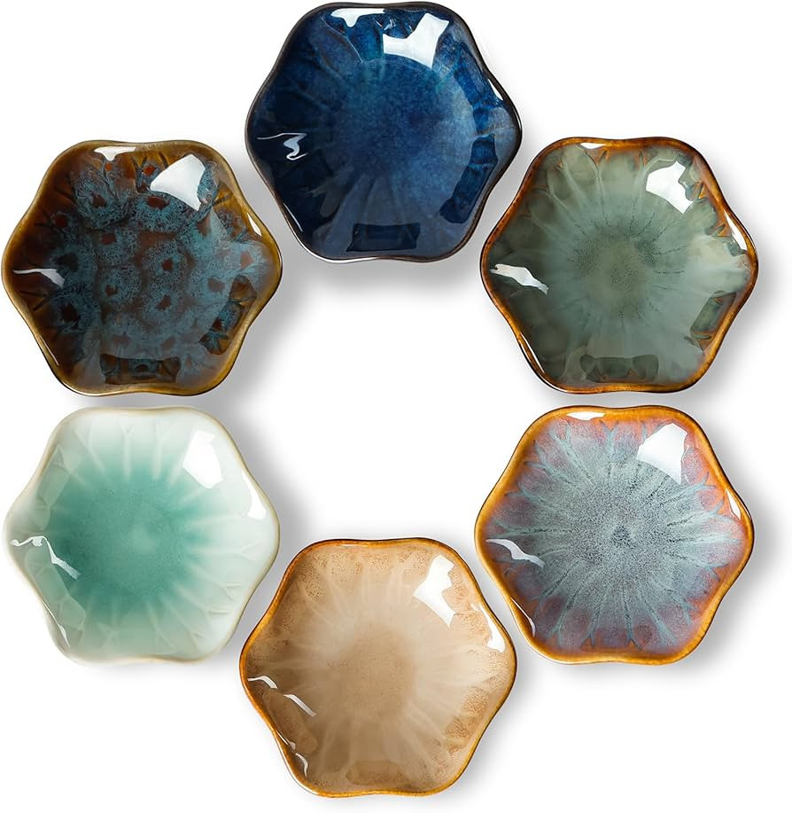 NUTRIUPS 6 Pack Soy Sauce Dish 1.6oz Ceramic Dipping Bowls 3.9inch Dipping Sauce Bowl Small Bowls... | Amazon (US)