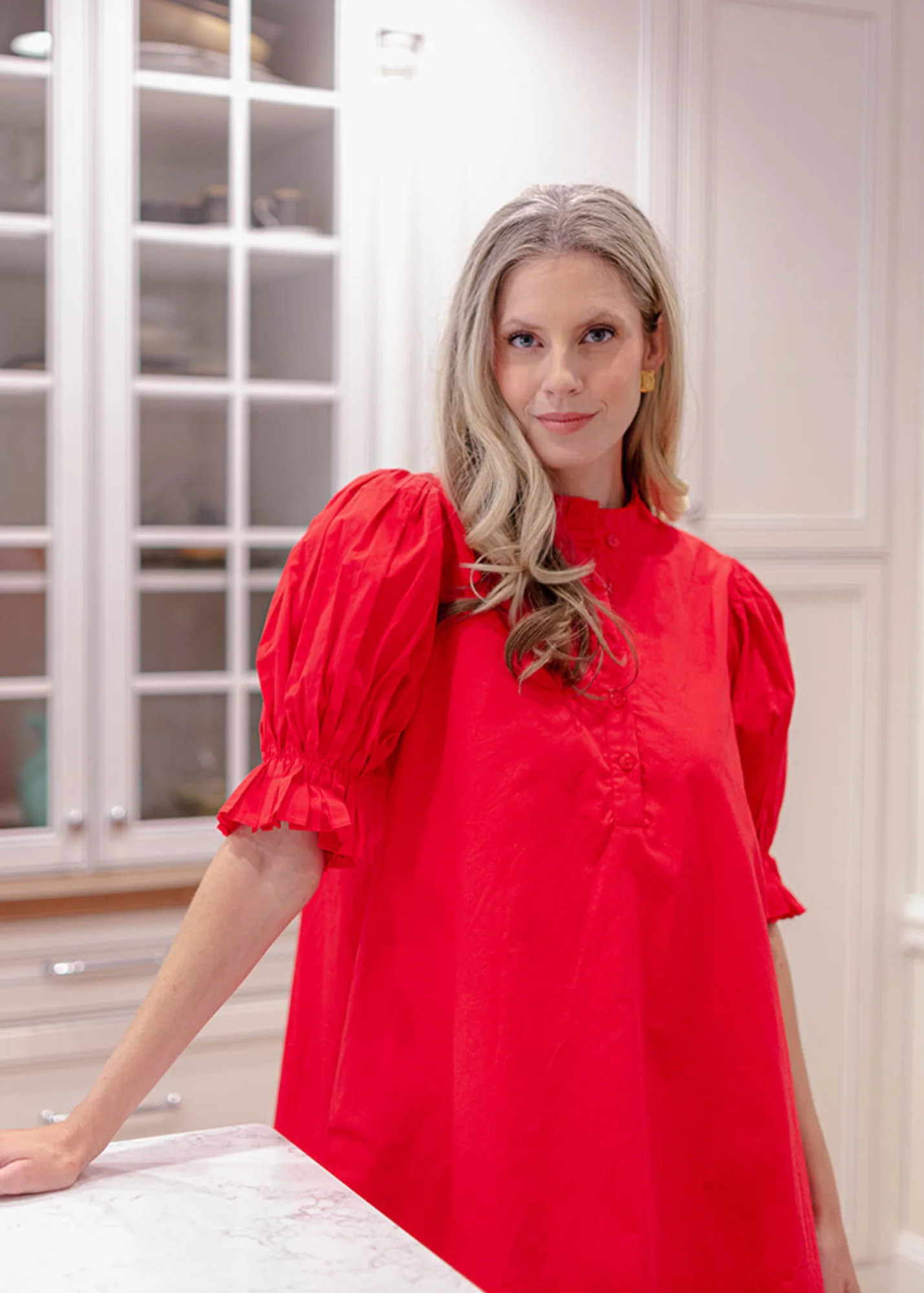 Henry Puff Sleeve Dress in Red | Poppy and Pink