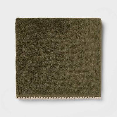 Stitched Edge Harvest Bath Towel Green - Threshold™ | Target