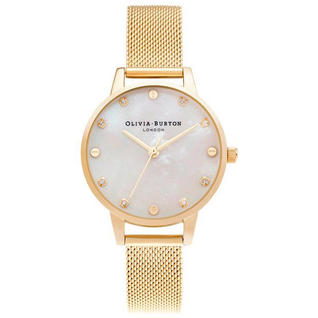 Olivia Burton Classics White & Gold Mesh Watch125/2479 | argos.co.uk
