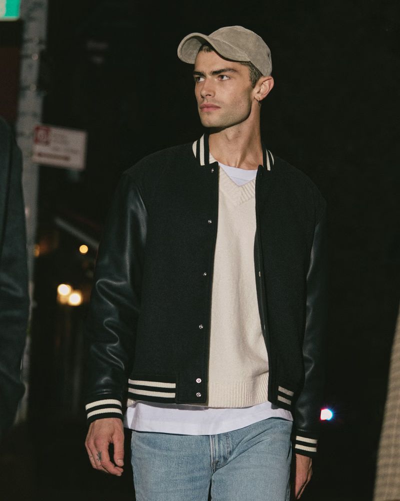 Relaxed Varsity Bomber Jacket | Abercrombie & Fitch (US)