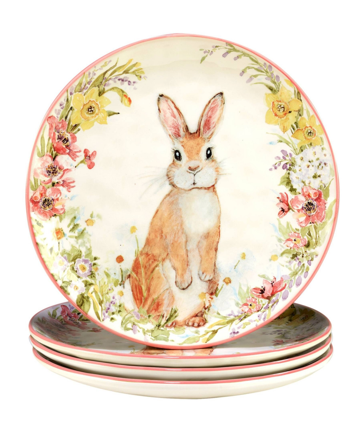 Certified International Easter Garden 10.75" Dinner Plates, Set of 4 - White, Pink | Macy's