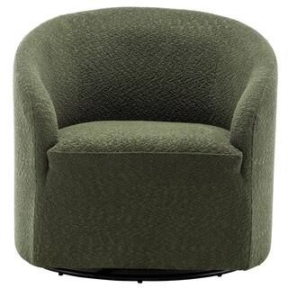 Green Modern Boucle Upholstered Swivel Barrel Armchair | The Home Depot