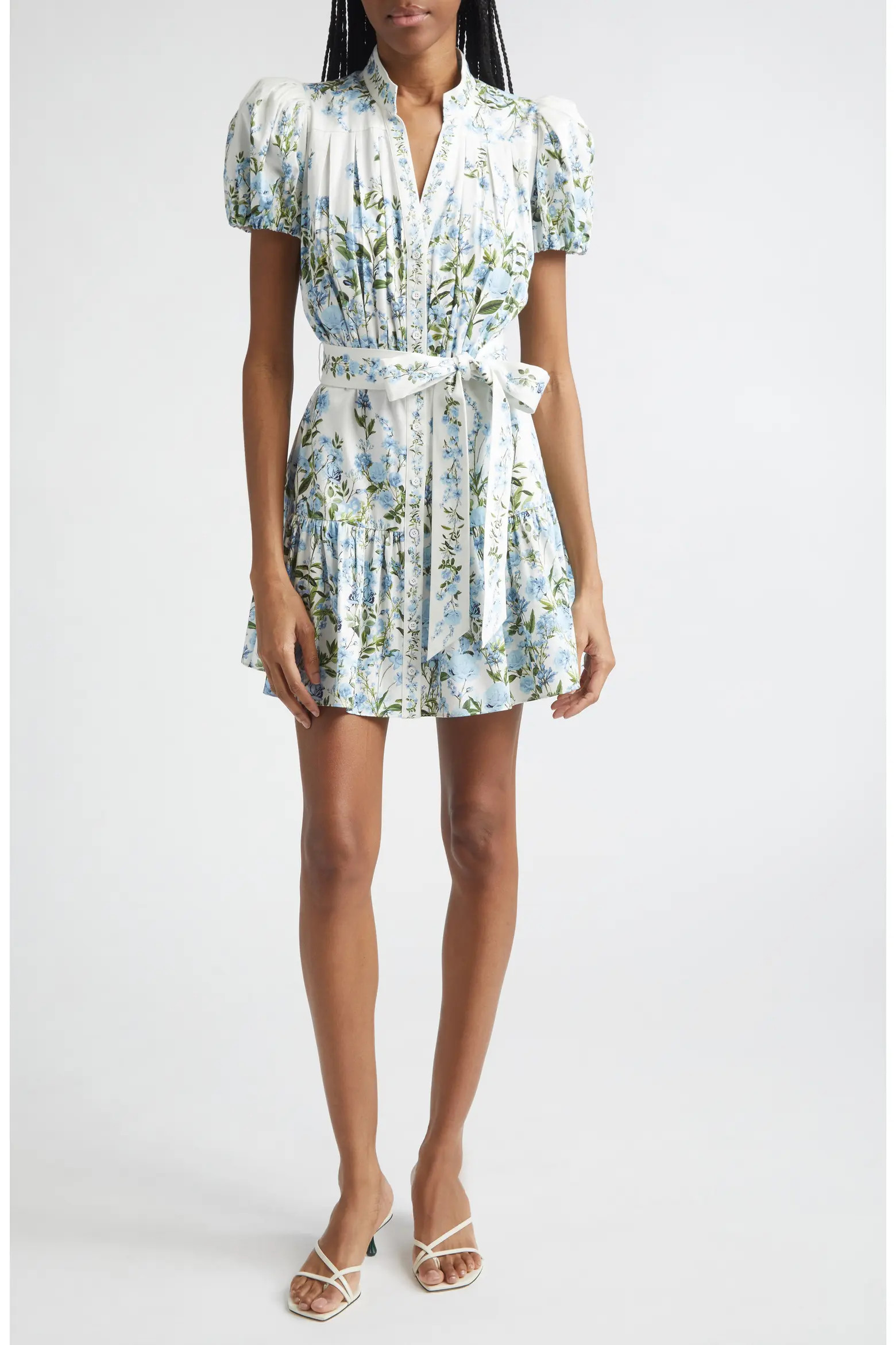 Cora Puff Sleeve Tie Belt Stretch Cotton Mini Shirtdress (Women) | Nordstrom | Nordstrom