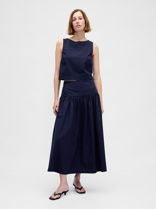 Poplin Drop-Waist Maxi Skirt | Gap (CA)