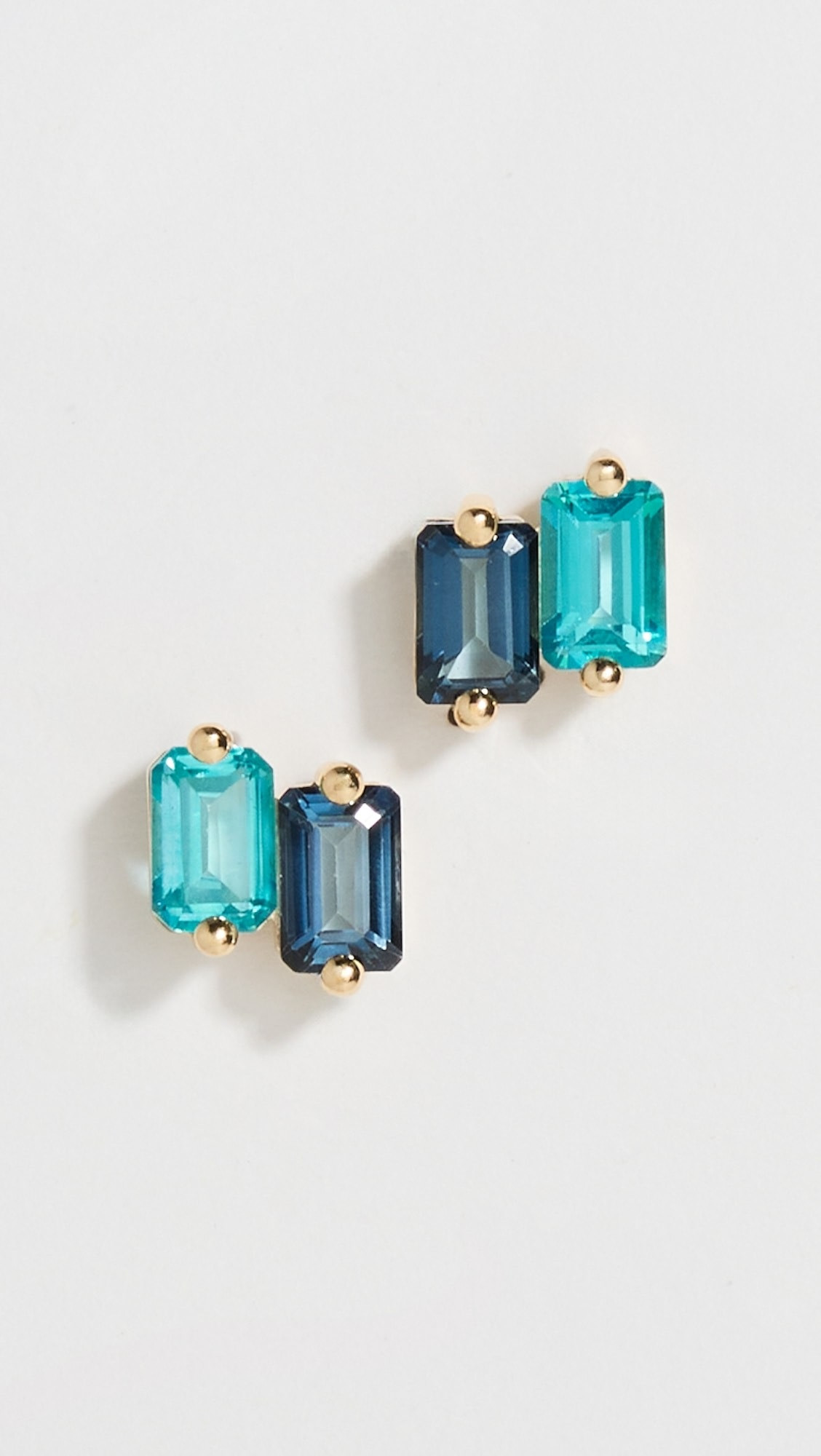 14k Ann Emerald Cut Dark Blue Ombre Earrings | Shopbop