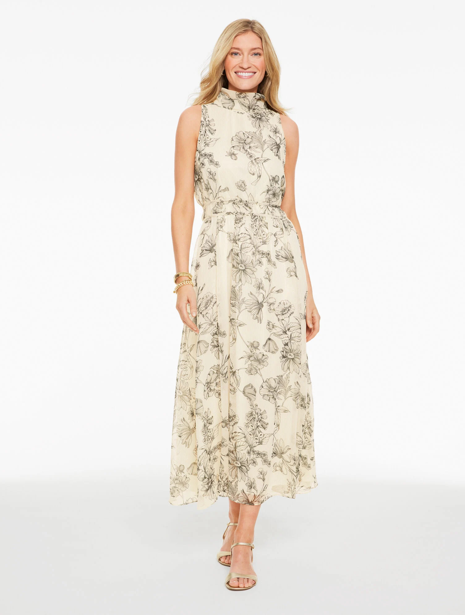 RSVP Metallic Fit & Flare - Shadow Floral | Talbots