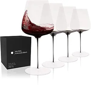 Hotel Collection Smoke Stem Red Wine Glasses | Stylish Tinted Long Stem Wine Glasses with A Wide ... | Amazon (US)