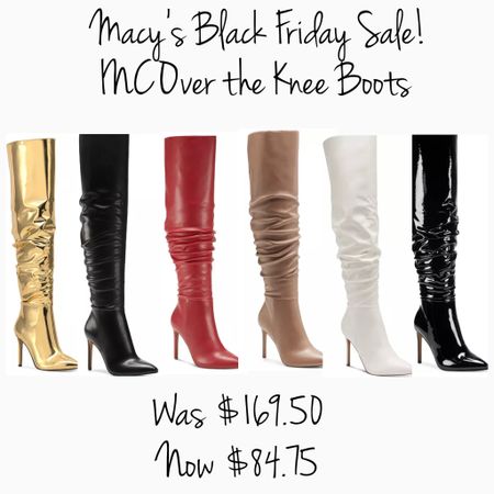 Over the knee boots, gold metallic boots, black boots, red boots, nude boots, white boots, black patent leather boots, holiday outfit, holiday party, Macy’s finds, Black Friday deals

#LTKHoliday #LTKsalealert #LTKshoecrush