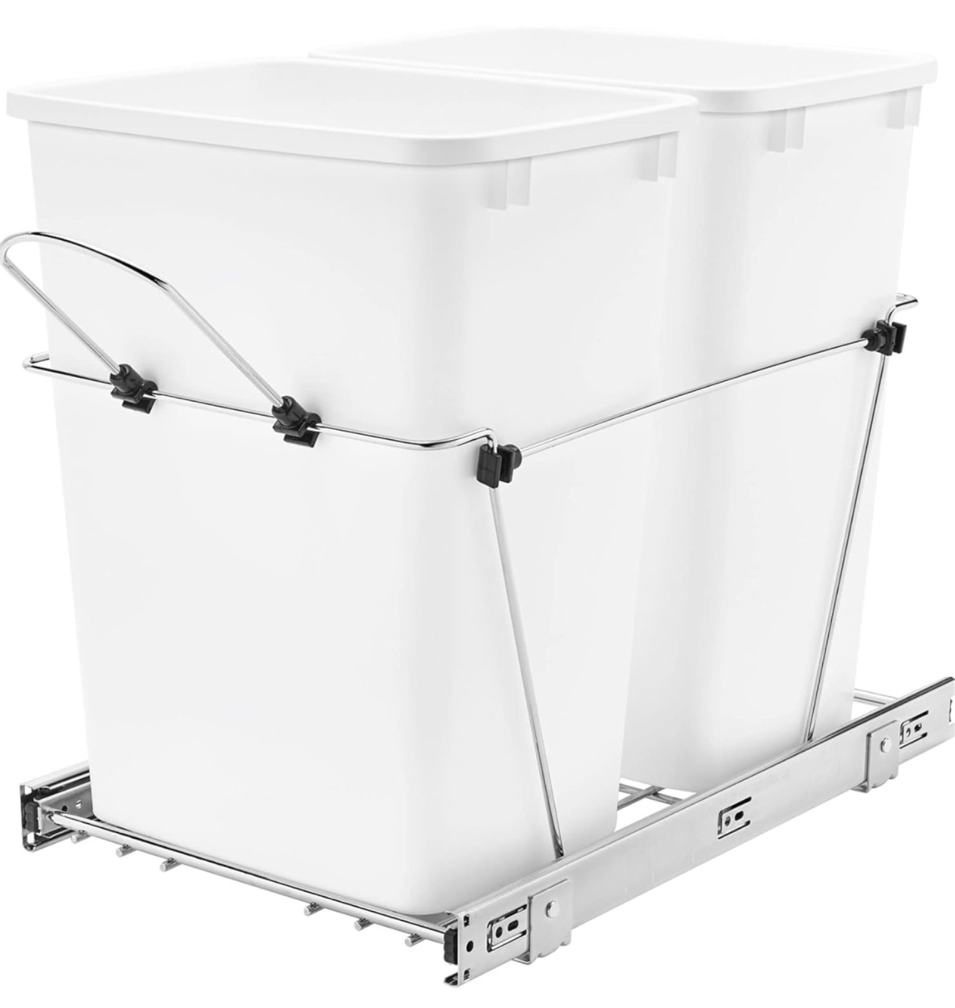Rev-A-Shelf Double Pullout Trash Can for Kitchen Cabinets 35 Qt 12 Gallon Garbage Recycling Bin on Full-Extension Slides, White, RV-18KD-11C S

#LTKFindsUnder100 #LTKHome