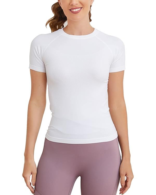 MathCat Short Sleeve Workout Tops for Women, Seamless Workout Shirts for Women, Yoga Athletic Shi... | Amazon (US)