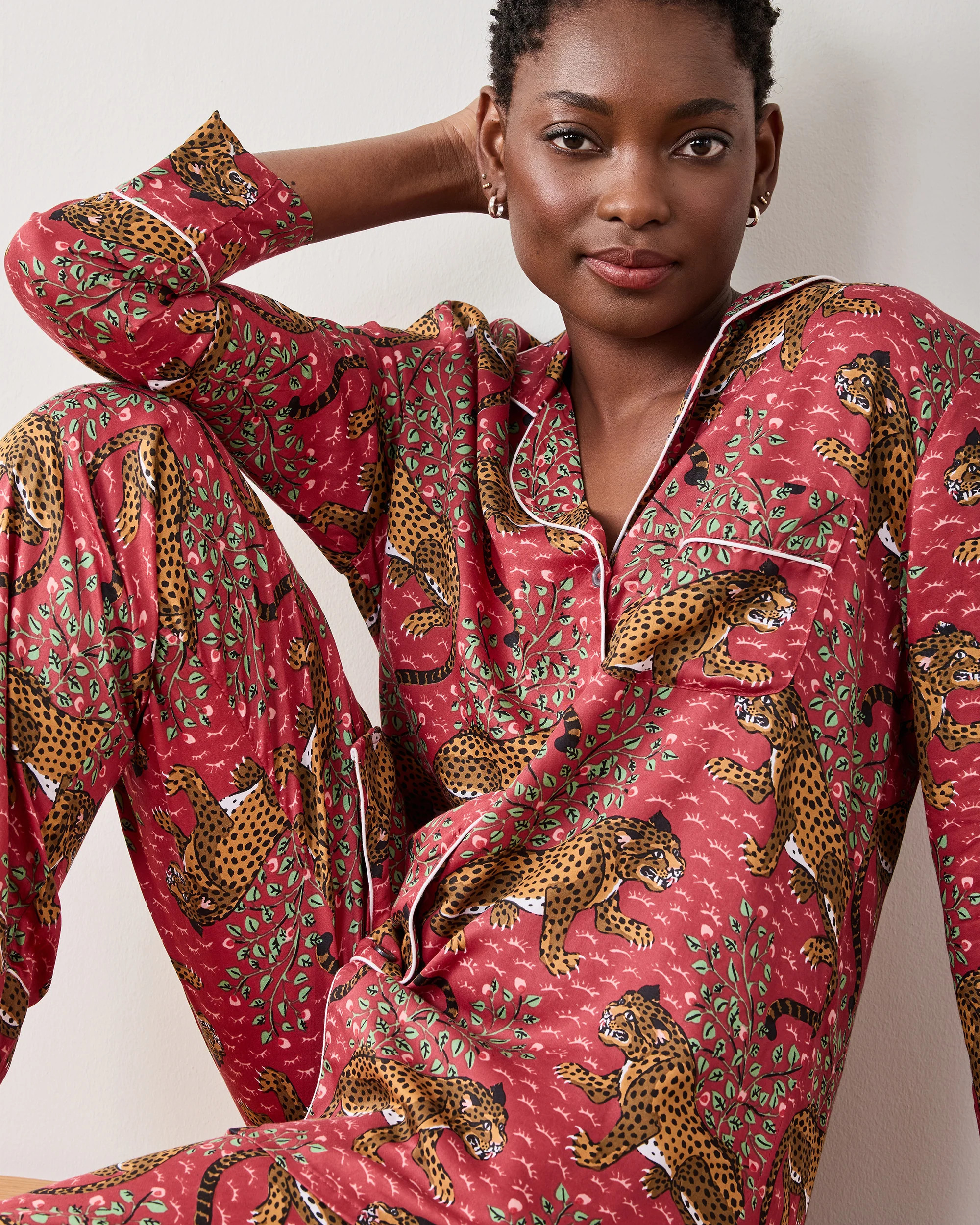Bagheera - Petite Eco Satin Long PJ Set - Scarlet - Printfresh | Printfresh