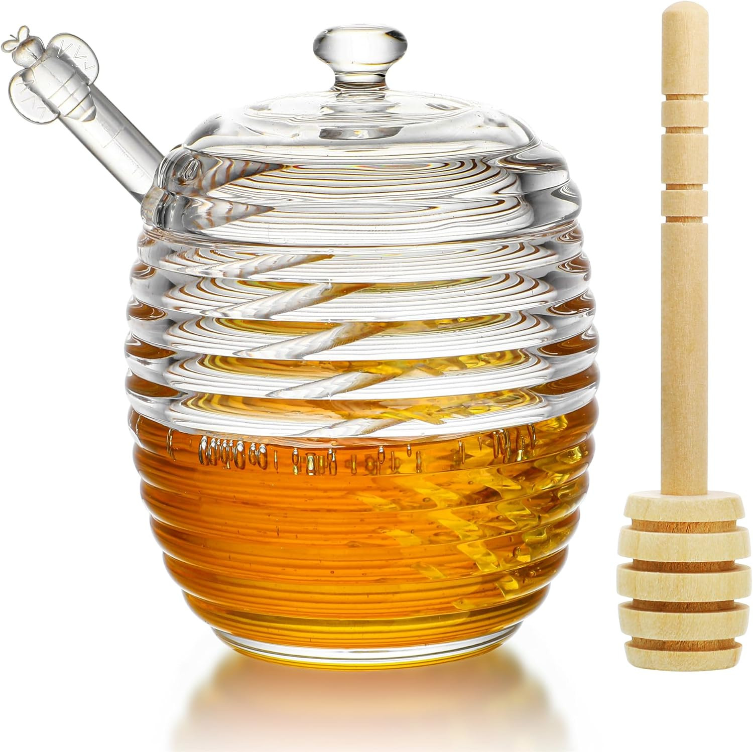 kanpura 9oz Glass Honey Dispenser, Glass Honey Jar with Dipper,Clear Crystal Honey Pot for Christ... | Amazon (US)